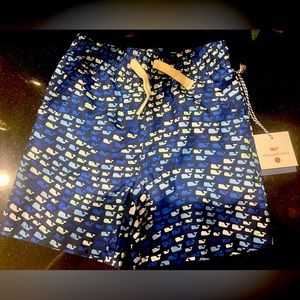 Vineyard Vines x Target Whale Logo Blue Swim Trunks Boys Sz 4T